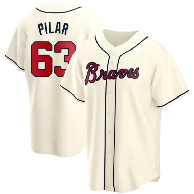 Anderson Pilar Men's Replica Atlanta Braves Cream Alternate Jersey