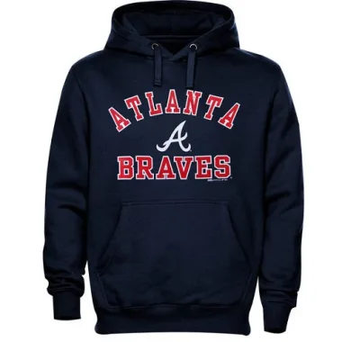 Men's Atlanta Braves Navy Blue Stitches Fastball Fleece Pullover Hoodie -