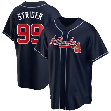Spencer Strider Men's Replica Atlanta Braves Navy Alternate Jersey